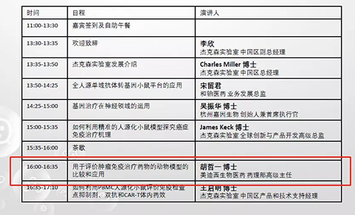 2020年杰克森实验室肿瘤免疫与基因治疗论坛聚会议程