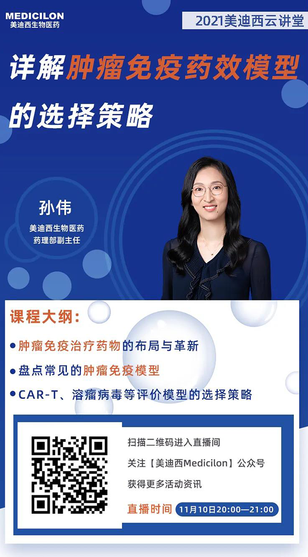 BBIN游戏药理部副主任孙伟将为各人带来专题报告《详解肿瘤免疫药效模子的选择战略》.png