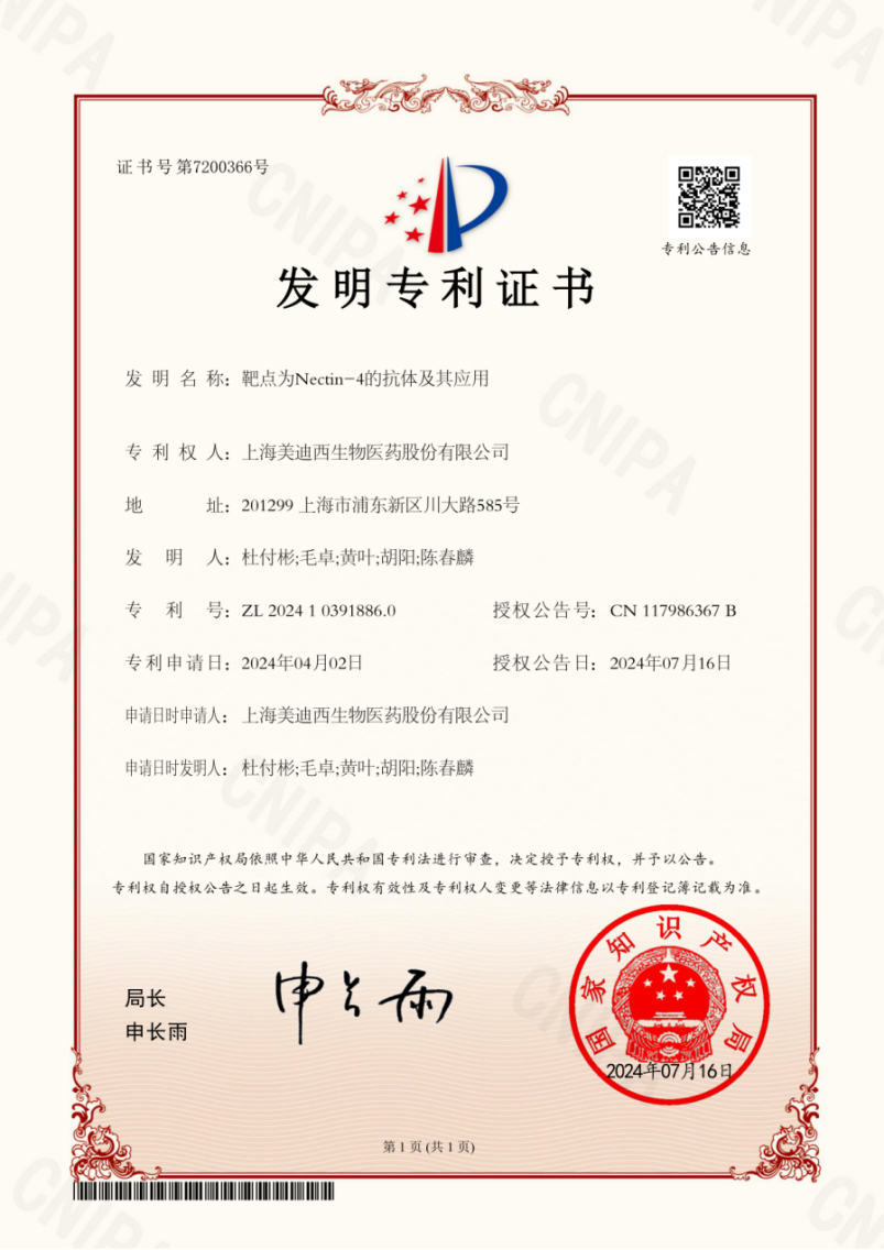 BBIN游戏靶向Nectin-4的抗体手艺荣获国家发明专利.jpg